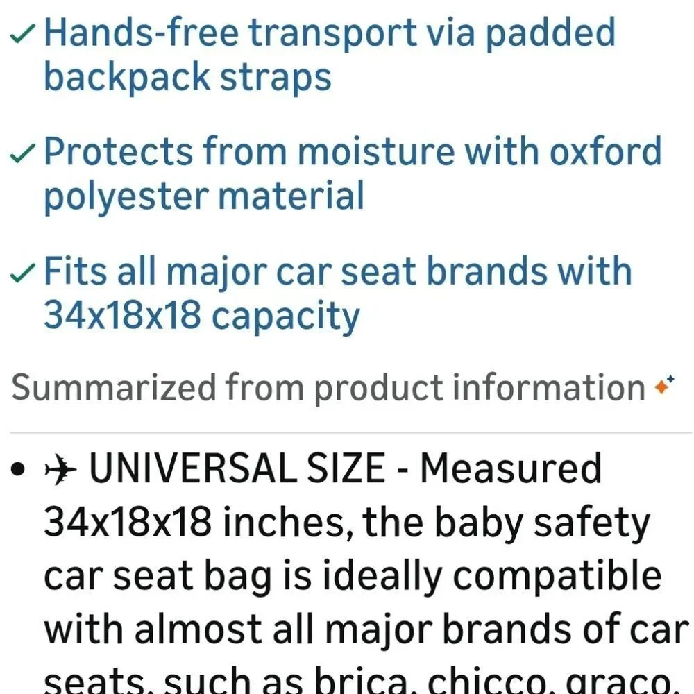 Black Car Seat Travel Bag